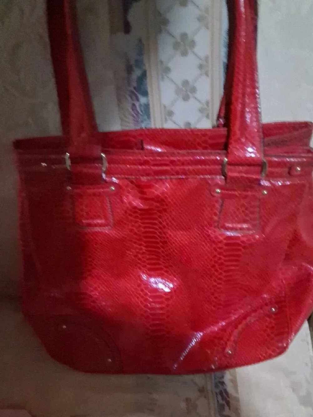 Liz Claiborne Red Textured Satchel